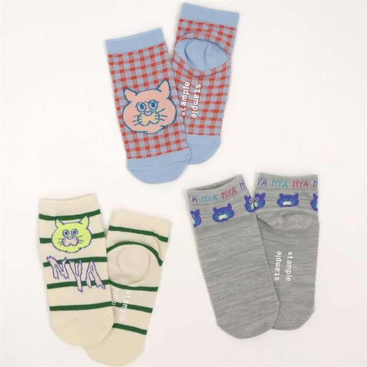 【stample】NYA！NYA！NYA！アンクルソックス3P