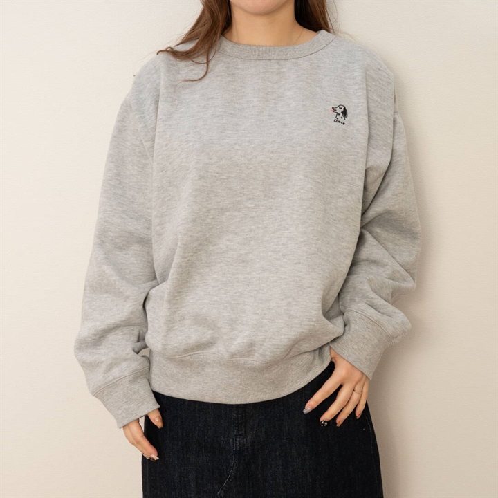 【POU DOU DOU】アニマルワンポイント刺繍 長袖裏起毛スウェット