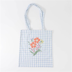 ギンガムチェックトートバッグ クロスブルーム(ブルー)