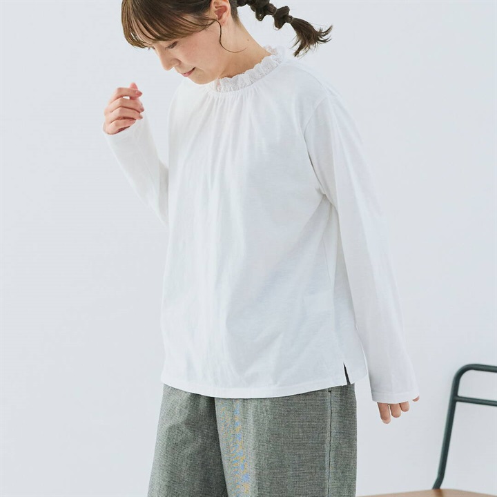 【Cloudnine】レース付き ネックゴム 長袖カットソー