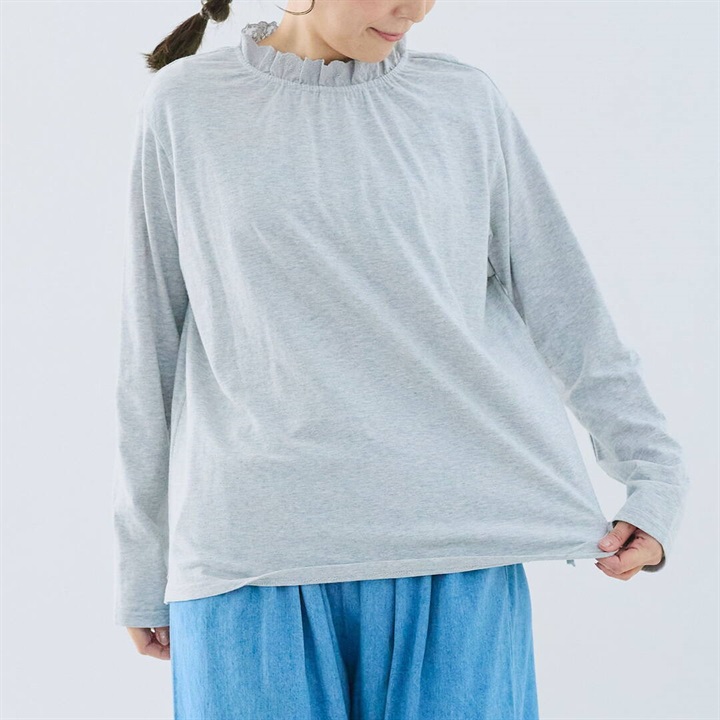 【Cloudnine】レース付き ネックゴム 長袖カットソー