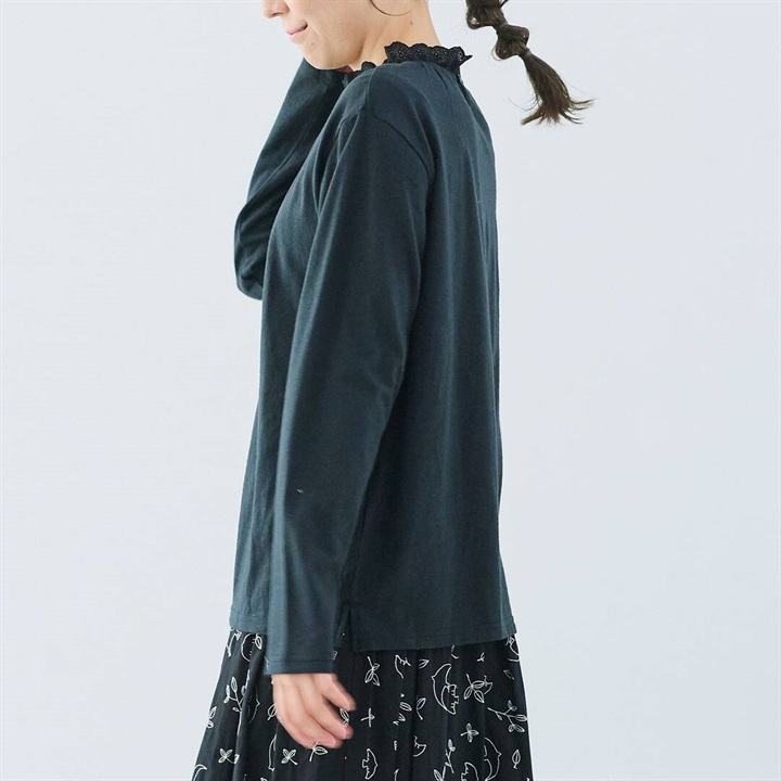 【Cloudnine】レース付き ネックゴム 長袖カットソー