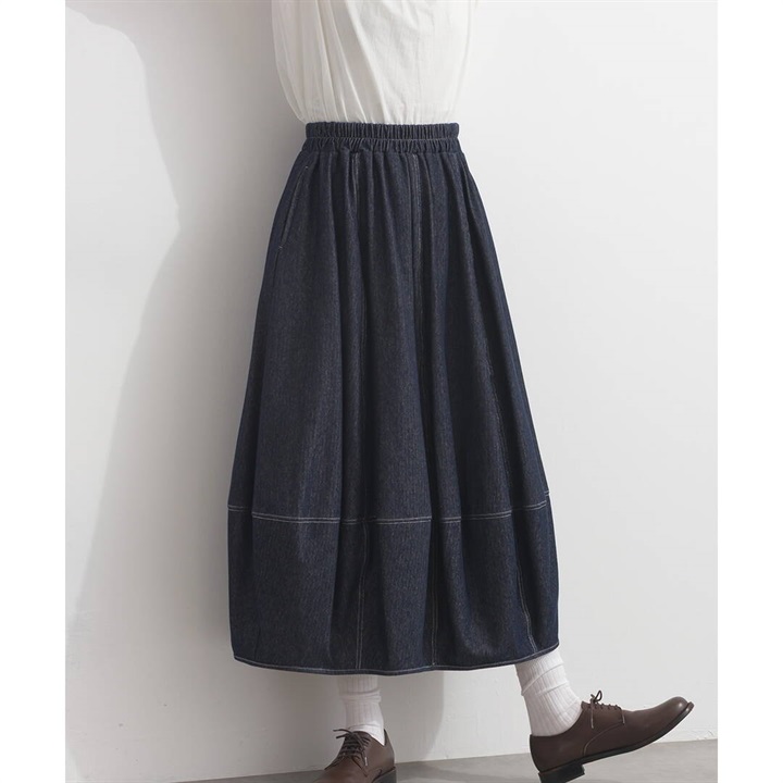 【LuPilien】裏毛デニム バルーンスカート