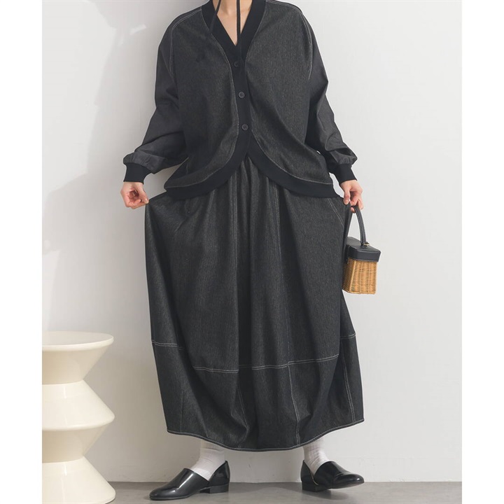 【LuPilien】裏毛デニム バルーンスカート