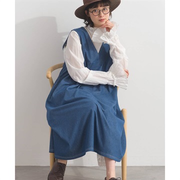 【LuPilien】裏毛デニム タックジャンパースカート
