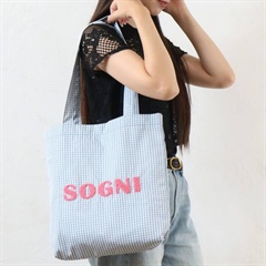 【SOBIA】ロゴポップ ギンガムチェック トートバッグ(BL)