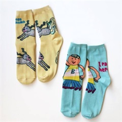 【KIVISDOU】いま何してる？プリントショートソックス2P(S)