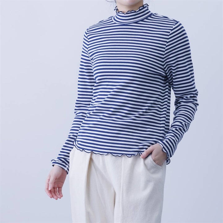 【PAGE ONE】ボーダーT/Cフライス アウトメロウ 長袖カットソー