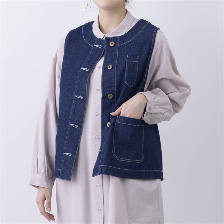 【PAGE ONE】前開き デニムベスト