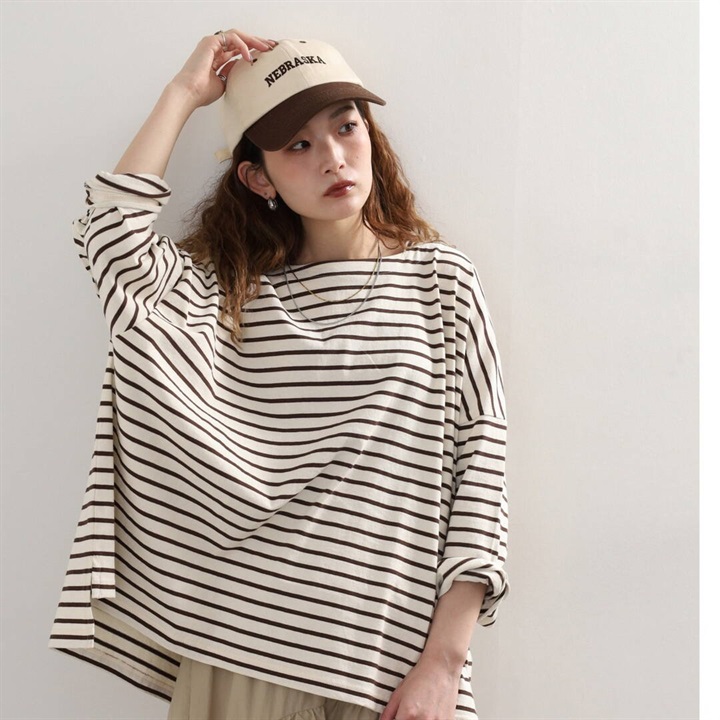 【Arinomama】ワイドボーダー 長袖カットソー