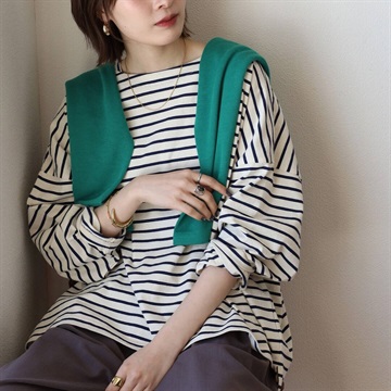 【Arinomama】ワイドボーダー 長袖カットソー