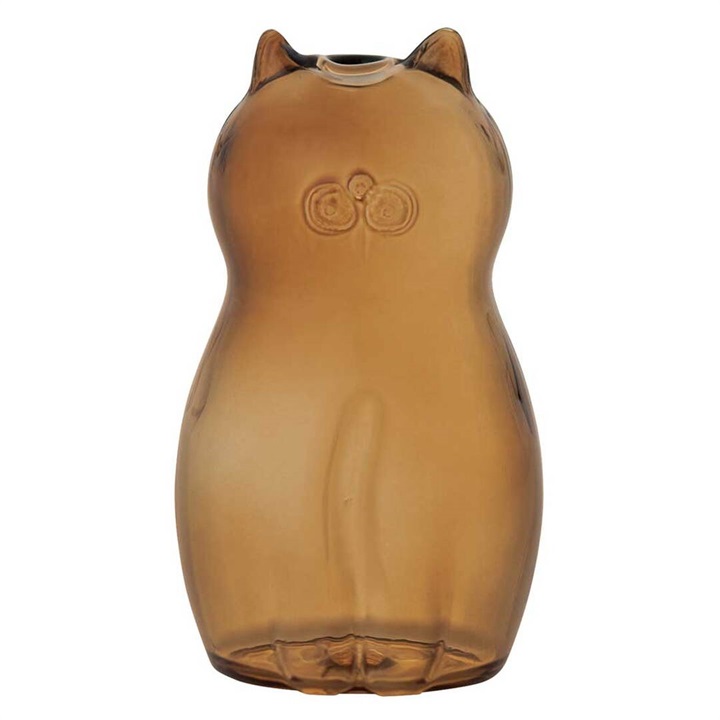 ガラスキャット一輪挿し(Brown)