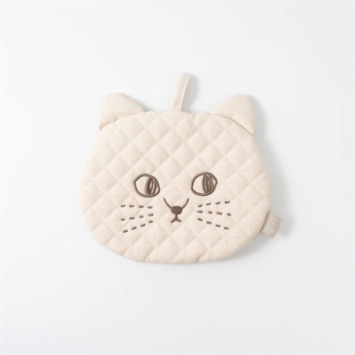 にゃふにゃふ フェイス型2WAY キルトなべつかみ