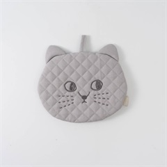 にゃふにゃふ フェイス型2WAY キルトなべつかみ(グレー)
