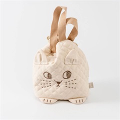 にゃふにゃふ キルトランチ巾着(アイボリー)