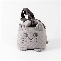 にゃふにゃふ キルトランチ巾着(グレー)