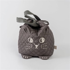 にゃふにゃふ キルトランチ巾着(チャコールグレー)