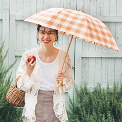 【because】チェックトートバッグ付き 折り畳み傘 晴雨兼用