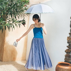 【because】PUフラワーレース 晴雨兼用 長傘(SX)