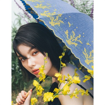 【because】ミモザ刺繍 晴雨兼用 長傘