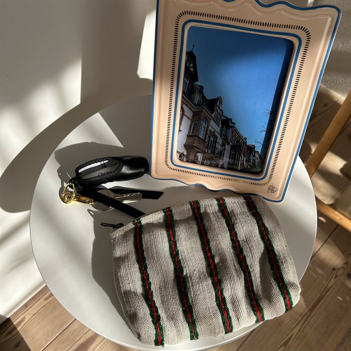 【TARANGO】ジュートコットンポーチ ストライプ