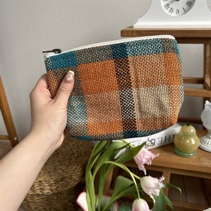 【TARANGO】ジュートポーチ チェック