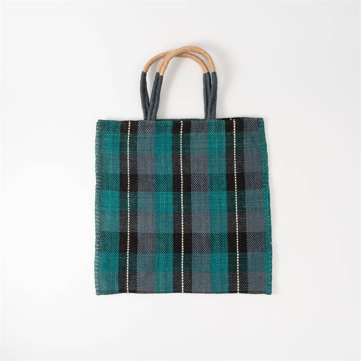 【TARANGO】ジュートスクエアトートバッグ チェック