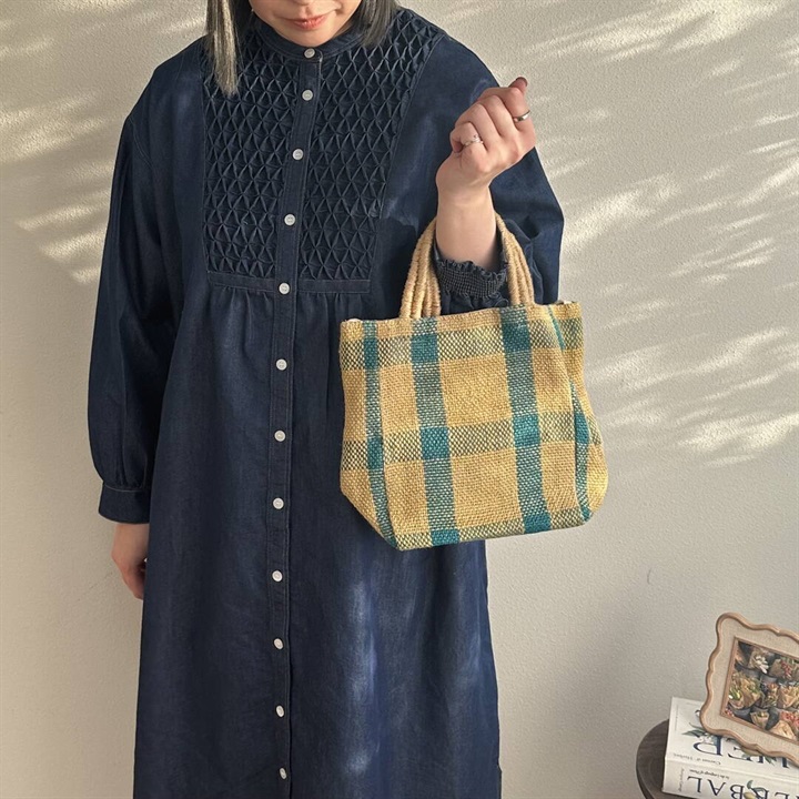 【TARANGO】ジュートトートバッグ チェック