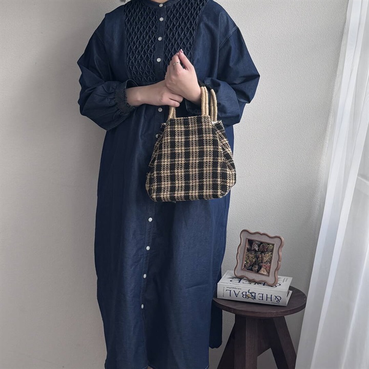 【TARANGO】ジュートトートバッグ チェック