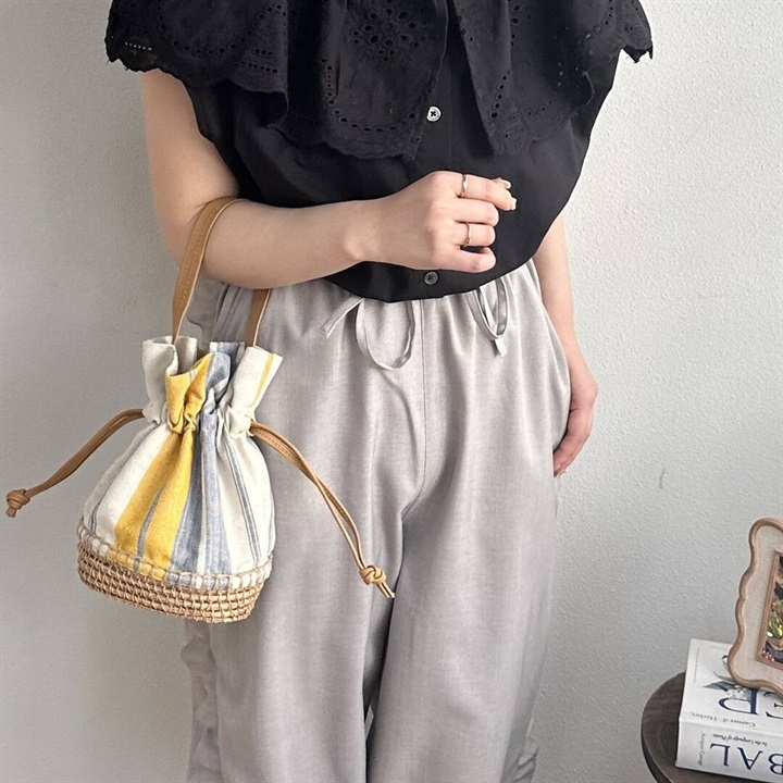 【TARANGO】コットンジュート 巾着バッグ