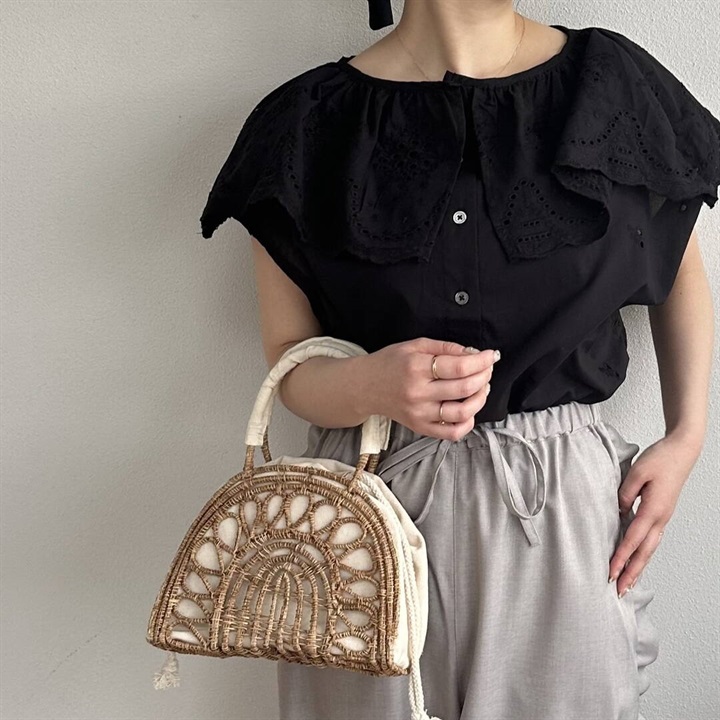 【TARANGO】パームファイバー×コットンカゴバッグ