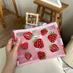 【Casselini】チュール刺繍ポーチ(ピンク)