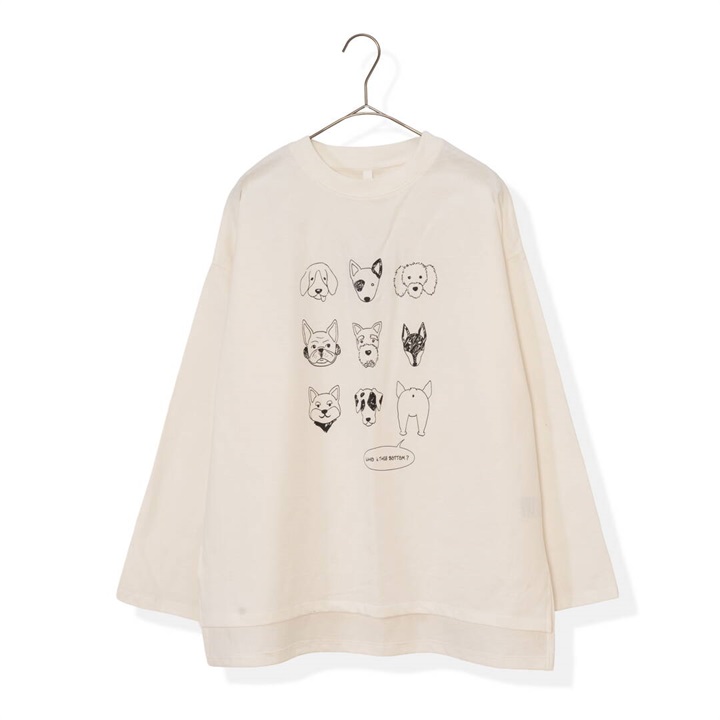 【Lupilien】天竺犬プリント わんだふるロングTシャツ