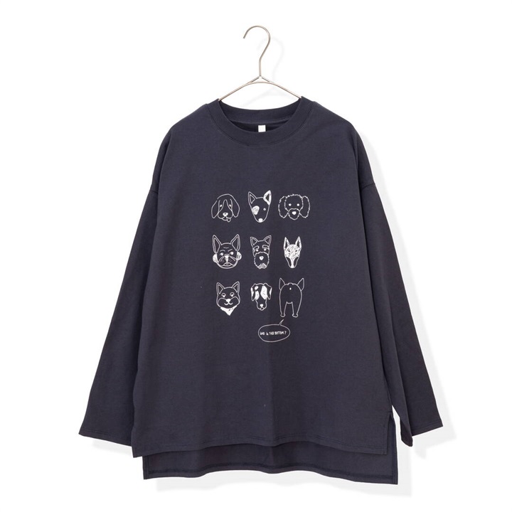 【Lupilien】天竺犬プリント わんだふるロングTシャツ