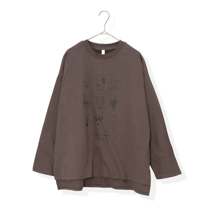 【Lupilien】天竺犬プリント わんだふるロングTシャツ