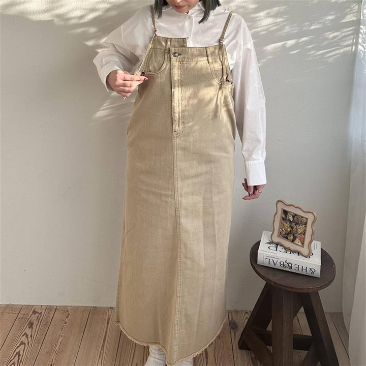 【hunch】10ozデニム ツイル ジャンパースカート(03 BEIGE)