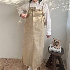 【hunch】10ozデニム ツイル ジャンパースカート(03 BEIGE)