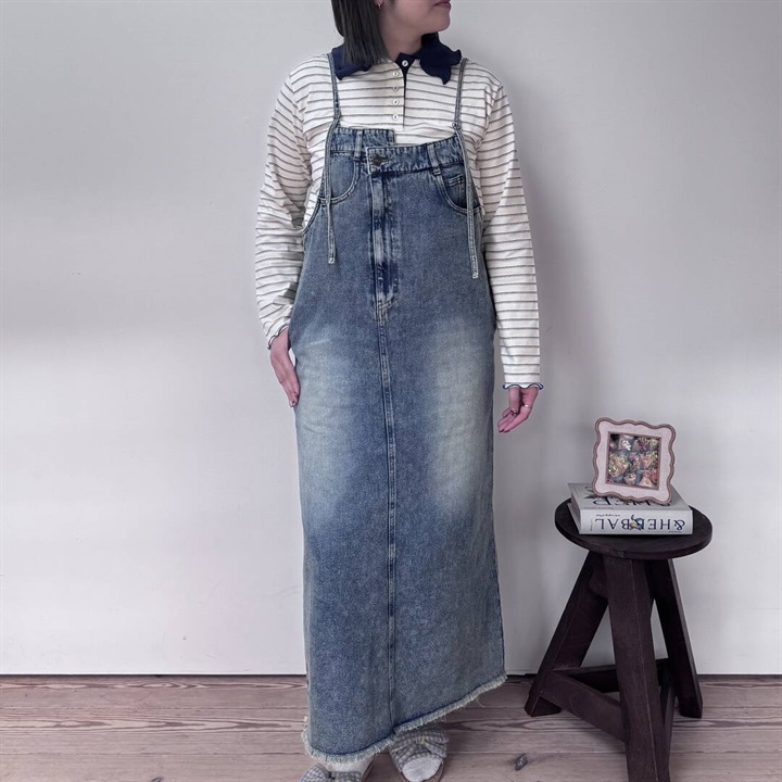 【hunch】10ozデニム ツイル ジャンパースカート(84 BLUE)