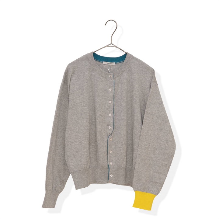 【POU DOU DOU】ひねり前立てクルーネック 長袖ニットカーディガン