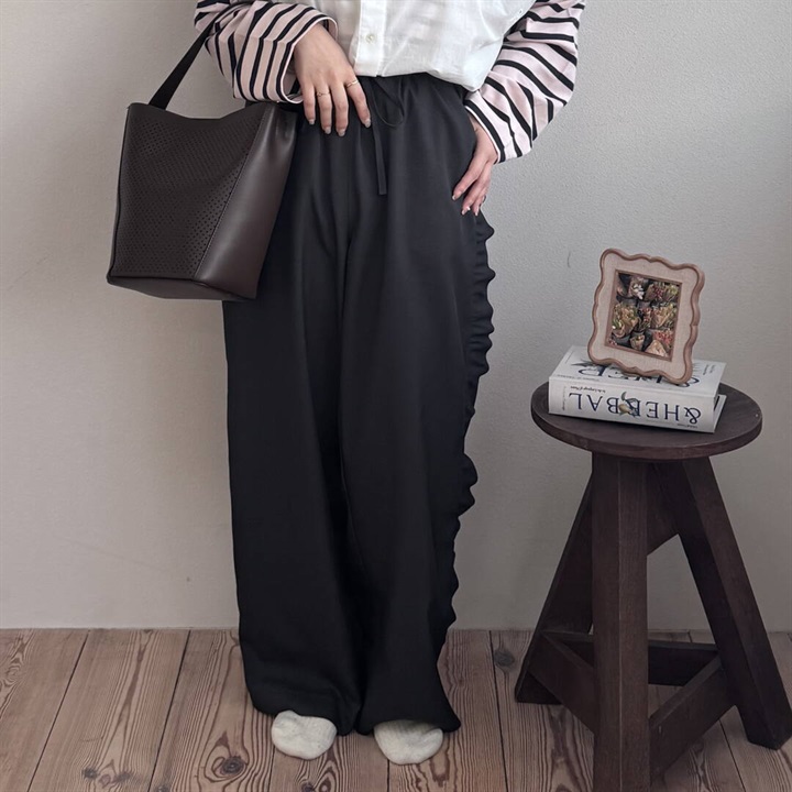 【POU DOU DOU】サイドフリルイージーパンツ(392D/GRAY)