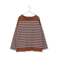 【POU DOU DOU】先染めパネルボーダー 長袖カットソー(340BROWN)