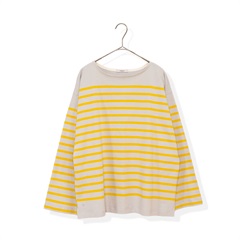 【POU DOU DOU】先染めパネルボーダー 長袖カットソー(391L/GRAY)