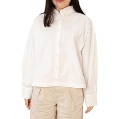 【POU DOU DOU】フリルデザインクロップド 前開き 長袖シャツ(200OFF WHITE)