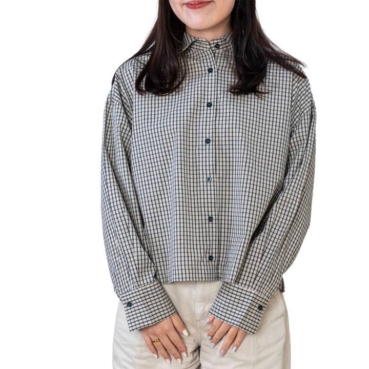 【POU DOU DOU】フリルデザインクロップド 前開き 長袖シャツ