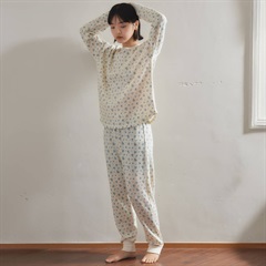 【JEMORGAN LONG JOHNS】ワッフル 花柄 ロングスリーブルームウェア3点セット