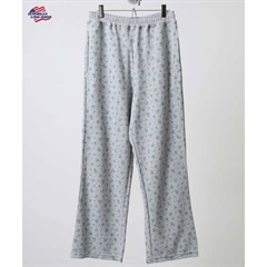 【JEMORGAN LONG JOHNS】花柄ガーゼ裏毛ロングパンツ(18top grey×saxe系総柄)