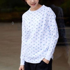 【JEMORGAN LONG JOHNS】ワッフル青花柄ラグランロングスリーブTシャツ(01white)