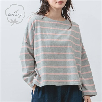 【M.M.O】OE天竺 バスクワイドボーダー 9分袖Tシャツ
