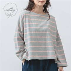 【M.M.O】OE天竺 バスクワイドボーダー 9分袖Tシャツ