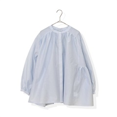 【AUG】Aラインギャザー 長袖ブラウス(70 ICE BLUE)